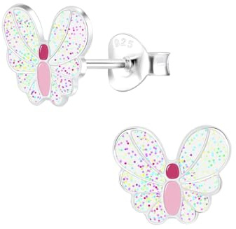 Monkimau Mädchen Ohrringe Schmetterling | Ohrstecker aus 925 Sterling Silber | Kinderohrringe hypoallergen