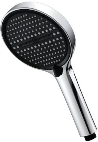 GRIFEMA Soffione Doccia Alta Pressione 130 mm – 4 Modalità di Spruzzo, Ampia Copertura, Ugelli in Silicone Anticalcare, Cromato Lucido, Facile da Installare, Universale G806