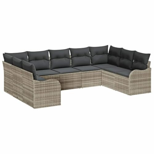 vidaXL Gartensofa-Set Hellgrau Poly-Rattan, Garten und Terrasse, modularer Stil, langlebiges Rattan Sofa, Outdoor Möbel Set für Entspannung auf der Terrasse