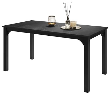 Mirjan24 Tisch für Esszimmer Fagab 160, Rechteckiger Esstisch, Ausziehbarer Tisch für Küche, L:160-198 x H:76 x B:90 cm, Küchentisch, Esszimmertisch (Schwarz/Black Pietra Grigia)