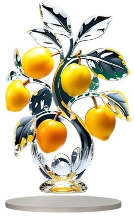 Baoblaze Lemon Tree 2D Acrylic Sign Decorative Plaque Desktop Ornament Tabletop Decoration for Shelf Cabinet Office Bedroom Home Decor