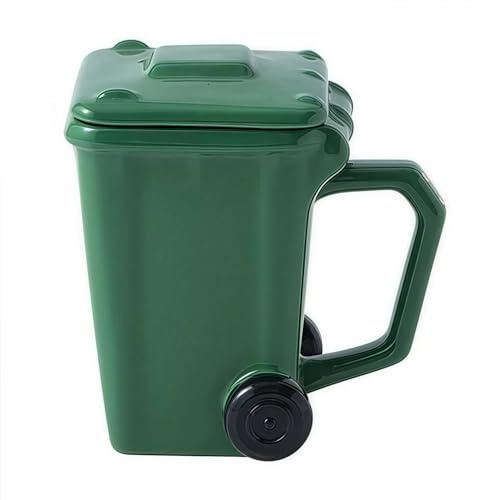Easnea Ceramic Trash Can Shape Coffee Mug, Funny Rubbish Bin Mug, Recycle Bin Mug, Dustbin Mug, Creative Mug Novelty Cups Creativity Coffee Cup for Office, Coworkers, Home Desk (Green)
