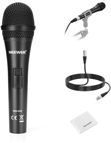 NEEWER NW-040 Microfono Dinamico Cardioide con Cavo XLR, Guscio Rigido in Metallo, Panno da Pulizia, Mic Unidirezionale per Strumenti Musicali Voce Discorsi Pubblici Podcast Canto Giochi PC Streaming