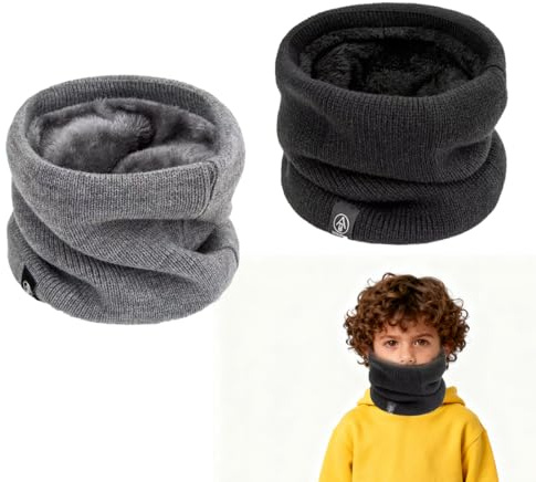 ARYIMYDP 2 Pezzi Scaldacollo Bambino in Pile, Sciarpa Tubolare Multifunzione per Inverno, Copricollo, Passamontagna e Cappello, Morbido e Caldo per Sci, Ciclismo, All‘Aperto