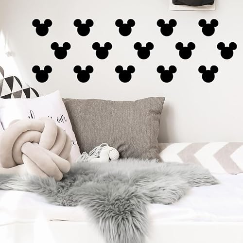 Mickey Face Vinyl Stickers | 16 Colours Mouse Face Stickers | Minnie Face | Perfect Decals for Kids, Nursery, Bedroom Wall,Laptops,Glass | Custom Vinyl Decal | 6Pcs,15pcs Multi Pack (15)