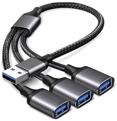 1 Stück USB Splitter,USB Splitter 1 Zu 3,OTG Adapter, 1 Stecker Zu 3 Buchse, für Die Stromversorgung und Datenübertragung, Geeignet für Tastaturen, Mäuse, Drucker, Autos, Ps4-Konsolen und Laptops