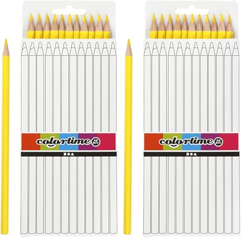 Colortime Buntstifte, Mine 3 mm, L 17 cm, Gelb, Basic, 12 Stück (Packung mit 2)