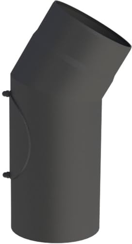 Feuercampus Ofenrohr Bogen 180 mm 30° mit Tür Schwarz – hitzefest, korrosionsgeschützt, einfache Montage, ideal für Kaminöfen und Regelfeuerstätten