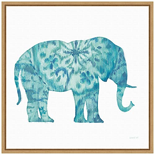 Kunstdruck auf Leinwand, gerahmt, Wanddekoration, Kunstdruck auf Leinwand, Kunstdruck auf Leinwand Decor - Leinwanddruck, gespannt, x Modern Small Sylvie Maple Boho Petrol Elephant 240272