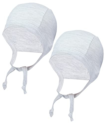 TupTam Unisex Baby Erstlingsmütze zum Binden 2er Pack, Farbe: Grau Meliert, Größe: 62-68