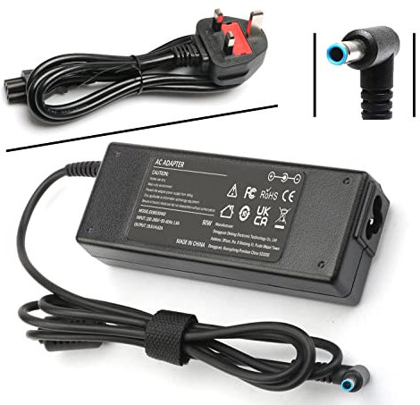 Laptop Charger for HP 250-G7 250-G6 G5 G4 350-G2 EliteBook ProBook G3 G4 G5 G6 G7 Series 430 440 450 455 470 640 645 655 with Blue Tip 4.5mm × 3.0mm 90W/65W/45W UK Power Adapter Supply Cord