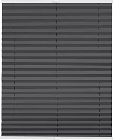 Lichtblick Plissee Klemmfix nach Maß, ohne Bohren, verspannt, Hitzeschutz, Blickdicht, Made in Germany, Thermoplissee - Anthrazit 40 cm x 130 cm (B x L)