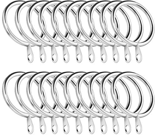 20 Stück Metall Vorhangringe 45mm Innendurchmesser Vorhang dekorative Ringe Hängehaken mit festen Ösen für Gardinenstange, Silber