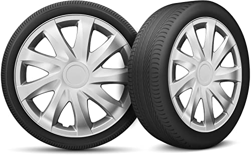 Radkappen 15 Zoll Radzierblenden 4er Set passend für alle Stahlfelgen - Einstellbarer Sicherungsring - Silber