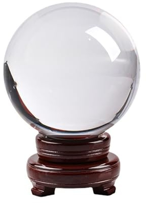 Youyijia Crystal Ball With Wooden Stand 100mm K9 Photography Crystal Sphere - Transparent Clear Lens Glass for Meditation, Divination, Art Decoration