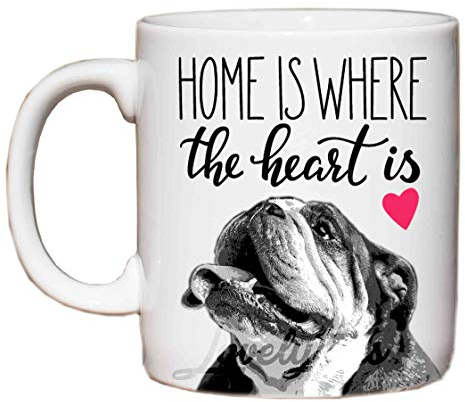 Bulldog Inglese Home IS Where The Hearth IS CASA è Dove c'è Il Cuore Tazza Mug