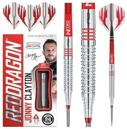 RED DRAGON Jonny Clayton Sonderausgabe 22 Gramm Professionelle Wolframpfeile mit Flügen und Stielen