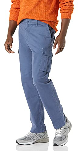 Amazon Essentials Men's Straight Fit Stretch Cargo Work Trouser (Available in Big & Tall), Indigo, 42W / 34L