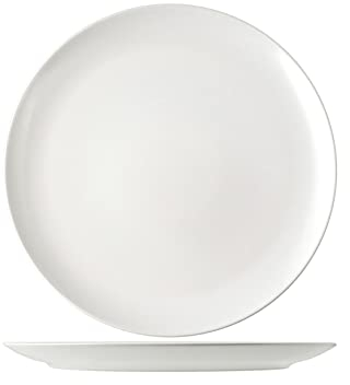 H&H 6629009 Teller, rund, Denver, Steingut, Weiß, 32 cm