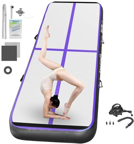 FBSPORT Airtrack Matte, 20cm Hoch Verdicken 6M Tumbling Matte,Gymnastikmatte mit Luftpumpe,Trainingsmatte mit Tragetasche,Turnmatte für Zuhause, Outdoor,Yoga