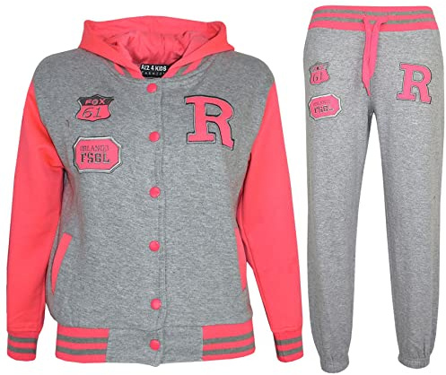 A2Z 4 Kids Unisex Girls Boys Baseball Tracksuit R Fashion FOX Hoodie With Joggers B.B Contrast Jacket Varsity Style Coat Long Sleeves Sweatpants Sports Activewear Set Childrens Age 2-13 Years