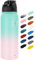 Fanhaw 600 ml Insulated Stainless Steel Water Bottle with 1 Lid (Chug Lid) - For Kids, Women, Men | Leak & Sweat Proof with Anti-Dust Lid (Green Pink)