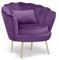 Elegant Scalloped Velvet Shell Chair with Gold Feet - Cosy Small Armchair, Occasional Chair for Bedroom, Accent Chairs for Living Room, Arm Chairs for Living Room - Purple DAISY