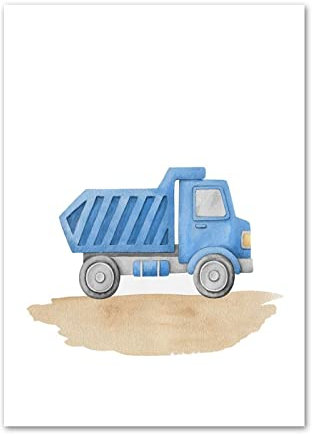 Kinderdrucke-3 Stück Bagger Bulldozer Truck Boho Kinderzimmer Kunst Leinwand Malerei Poster Drucke Wandbilder Kinder Baby Boy Room Decor Kinderzimmer Wandkunst-30 * 50cm (Kein Rahmen)
