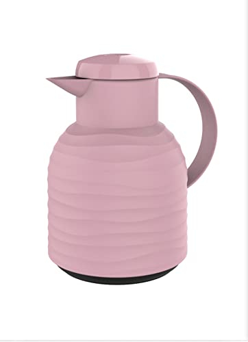 Emsa Samba Wave - Jarra térmica (plástico, con aislamiento de cristal, 12 h caliente/24 h, 100 % densa, polvo rosa, 1 litro)