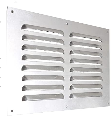 Aluminum Louvre Air Vents 9” x 6” Satin Aluminium/Metal Chrome Effect Wall Grille Internal Vent Covers Ventilation Grilles for Cupboard Wardrobe Ventilation 1 Pieces.
