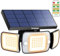 INTELAMP Lampada Solare da Esterno 3300K Giallo Caldo, 6000mAh 1200LM Faro Led Esterno con Pannello Solare con Sensore di Movimento, 108LED Faretti per Esterni con Telecomando Impermeabile