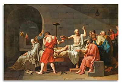 HAATTI Der Tod der Sokrates von Jacques-Louis David Giclée-Papier-Poster, helle klare Reproduktion, dekorative Malerei, Leinwand, Wandkunst, Wohnzimmer, Schlafzimmer, Gemälde 30 x 45 cm