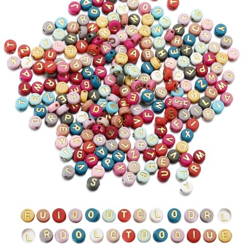 Waldspring 1000 Stück A-Z Perlen Buchstaben zum Auffädeln, 7mm Buchstaben Perlen Set, Armband Selber Machen Set, Perlen zum Auffädeln, Bracelet Beads Buchstaben