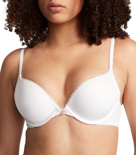 Victoria's Secret Perfect Shape Push Up Bra, Full Coverage, Padded, Smooth, Bras for Women, Body by Victoria Collection (32DD, Heathered), White