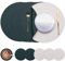 Myir JUN Tovagliette in Pelle e Sottobicchieri, Set di 6 Tovagliette Rotonde e sottobicchieri 38cm Rotonde Tovagliette Americane Bifacciale Non-scivolose Impermeabile (Bianco & Avorio Verde, Set di 6)