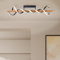 Lightbox LED Deckenlampe im Nature Stil - Deckenleuchte mit 3 Stufen Dimmer & gedrehtem LED-Band & Holz-Balken - 35 cm Höhe & 80 cm Breite - aus Metall/Holz in Schwarz/Holz