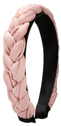 Alpenflüstern Trachten-Flecht-Haarreif Leinen-Optik - Damen Haarschmuck rutschfest, Haarband geflochten fürs Dirndl (rosa-rosé) ADV141