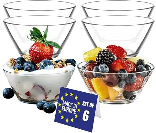 NORDIC SCHILLER LAV Bols à Dessert en Verre - Lot de 6, 345ml, Sans Plomb, Empilables - Coupes pour Pudding, Saladier, Sauces - 100% Verre