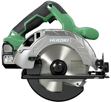HIKOKI Sega circolare a batteria C1806DA (18 V, 5,0 Ah, batteria agli ioni di litio, sega circolare Ø 165 mm, potenza massima di segatura a 90°: 57 mm) accessori: lama, chiavi, arresto parallelo,