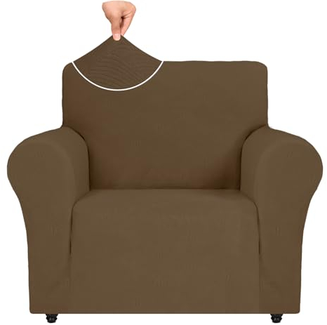 Ystyle Sesselbezug Stretch, Sessel Überzug, Sofabezug 1 Sitzer, Sofaschoner rutschfest, Sofa Überzug, Elastisch Couch Überzug Mit Armlehnen, Sofa Cover Sofahusse Sesselhusse, Braun