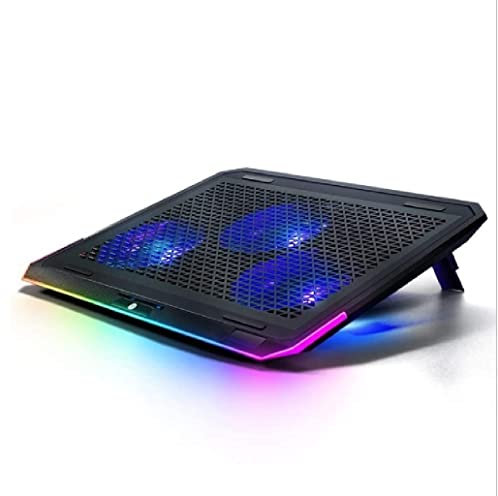 Ventilateur PC Portable Tapis De Refroidissement Pour Ordinateur Portable RVB Pour Ordinateur Portable 12-17 Pouces Avec 3 Ventilateurs Silencieux Et Panneau Métallique À Commande Tactile Refroidisseu