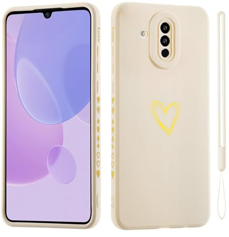 Jeelar ESONG Funda para Huawei Mate 20 Lite,Carcasa Protectora con Colgar Cuerda/Bonito patrón de corazón de Amor,para niñas/Mujeres,Ultra Fina TPU Suave Silicona Prueba de Golpes Case Blanco