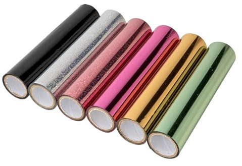 Ideen mit Herz Metallic-Transferfolien | teils mit Holografie-Effekt | für unterschiedliche Untergründe | Glanz-Folie | 6 Rollen (Sortierung 04)