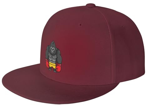 MUeiodf Verstellbarer Affe mit Boxhandschuhen, Snapback-Hut für Männer und Frauen, Baseballkappe, Papa-Hüte, dunkelrot, One size