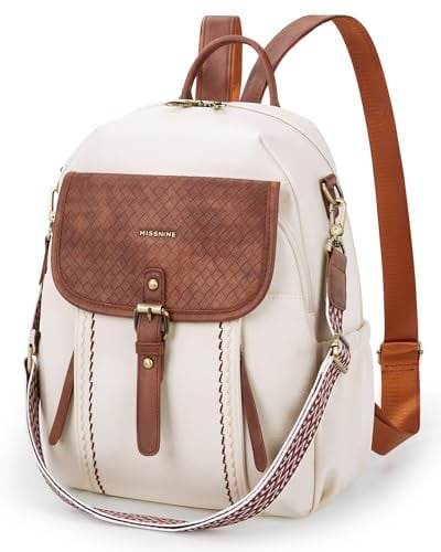 Missnine PU Leder Rucksack Damen, Damen Leder Rucksack Umhängetaschen Damen Modern Wasserdichte Reisetasche
