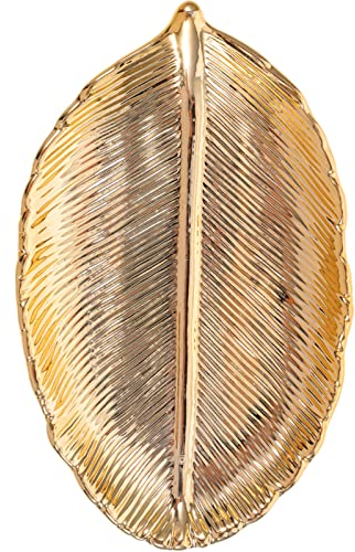 HAODUOO Plato de baratija de hoja, plato de joyería de Metal, soporte de anillo en forma de hoja pequeña, organizador de joyas, plato de joyería de hoja dorada, bandeja de tocador