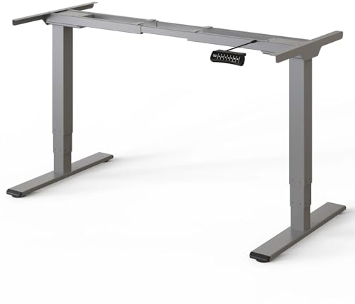 DESKSPACE PRO Plus Höhenverstellbarer Graues Gestell | Dual-Motor Tischgestell Höhenverstellbar | Elektrisches Tischgestell mit Memory Funktion