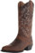 CHJJWEZX Stivali da cowboy da uomo eleganti ricamati a metà polpaccio stivali western neri in pelle scarpe casual per lavoro, viaggi, Marrone, 43 EU