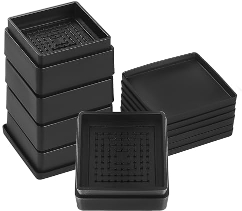 Coptiner Bedding Verstellbare Möbelerhöhung, 2,5cm, 5cm, 7,5cm, Stapelbar, Anti-Rutsch, 8 Stück Schwerlast Betterhöhung mit Gummi-Pads, Stuhlerhöhungen, Tischerhöher, Sofaerhöher bis zu 5000 Lbs