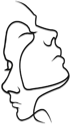 Wanddeko Metall Abstrakt Gesicht, Menschliches Gesicht Draht Wandkunst Silhouetten Deko, Gesichtslinien Wanddekoration, Gesicht Kunst Wandskulpturen für Schlafzimmer Wohnzimmer Heimdekoration, 24x42cm